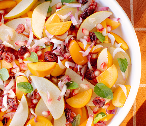 Fall Fruit Salad with Spiced Pecans 